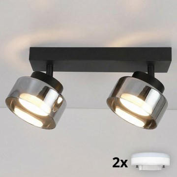 Brilagi - LED RGB+CCT Ρυθμιζόμενο σποτ AURA LUX 2xGX53/14W/230V 2700-6500K Wi‑Fi Tuya μαύρο/καπνιστό