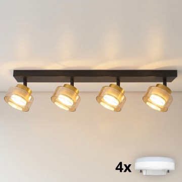 Brilagi - LED RGB+CCT ρυθμιζόμενο σποτ AURA LUX 4xGX53/14W/230V 2700-6500K Wi-Fi Tuya μαύρο/χρυσό