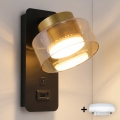 Brilagi - LED RGB+CCT ρυθμιζόμενο επιτοίχιο φωτιστικό με θύρα USB AURA LUX 1xGX53/14W/230V 2700-6500K Wi-Fi Tuya μαύρο/χρυσό