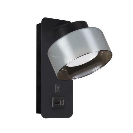 Brilagi - LED RGB+CCT Ρυθμιζόμενο επιτοίχιο φωτιστικό με θύρα USB AURA LUX 1xGX53/14W/230V 2700-6500K Wi-Fi Tuya μαύρο/καπνιστό