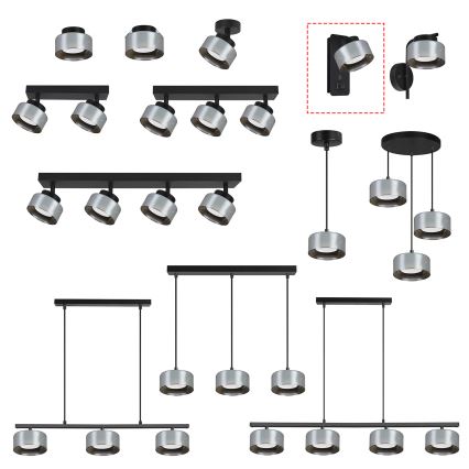 Brilagi - LED RGB+CCT Ρυθμιζόμενο επιτοίχιο φωτιστικό με θύρα USB AURA LUX 1xGX53/14W/230V 2700-6500K Wi-Fi Tuya μαύρο/καπνιστό