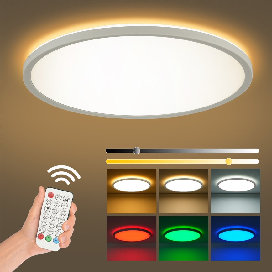 Brilagi - LED RGBW ρυθμιζόμενο φωτιστικό οροφής ULTRA SLIM LED/18W/230V 2700–6500K Ø 30 cm λευκό + τηλεχειριστήριο