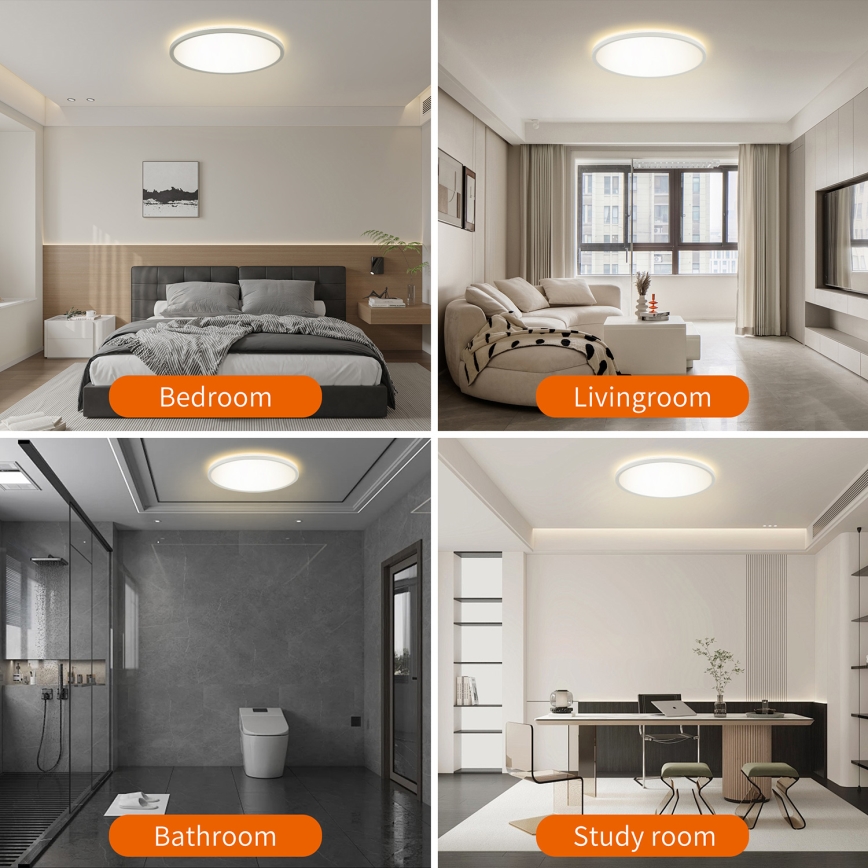 Brilagi - LED RGBW ρυθμιζόμενο φωτιστικό οροφής ULTRA SLIM LED/18W/230V 2700–6500K Ø 30 cm λευκό + τηλεχειριστήριο