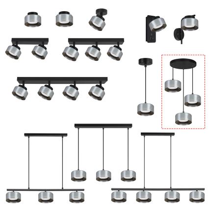Brilagi - LED RGB+CCT Ρυθμιζόμενο κρεμαστό φωτιστικό σε καλώδιο AURA LUX 3xGX53/14W/230V 2700-6500K Wi-Fi Tuya μαύρο/καπνιστό