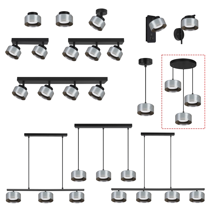 Brilagi - LED RGB+CCT Ρυθμιζόμενο κρεμαστό φωτιστικό σε καλώδιο AURA LUX 3xGX53/14W/230V 2700-6500K Wi-Fi Tuya μαύρο/καπνιστό