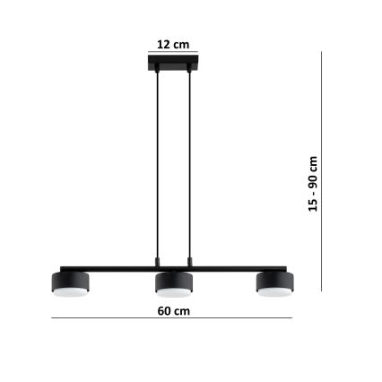 Brilagi - LED RGB+CCT Ρυθμιζόμενο κρεμαστό φωτιστικό με καλώδιο ανάρτησης MONO 3xGX53/14W/230V 2700-6500K Wi-Fi Tuya μαύρο