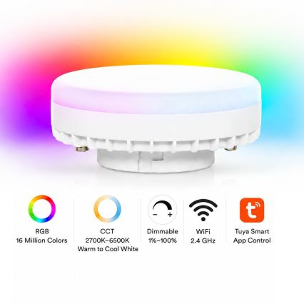 Brilagi - LED RGB+CCT ρυθμιζόμενο σποτ AURA LUX 1xGX53/14W/230V 2700-6500K Wi‑Fi Tuya μαύρο/καπνιστό
