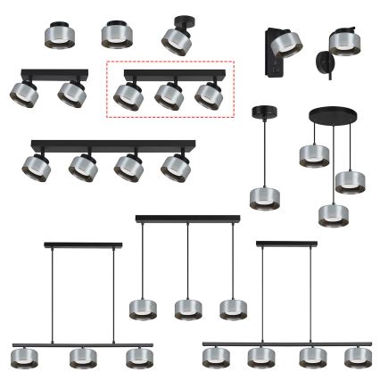 Brilagi - LED RGB+CCT Ρυθμιζόμενο σποτ AURA LUX 3xGX53/14W/230V 2700-6500K Wi-Fi Tuya μαύρο/καπνιστό