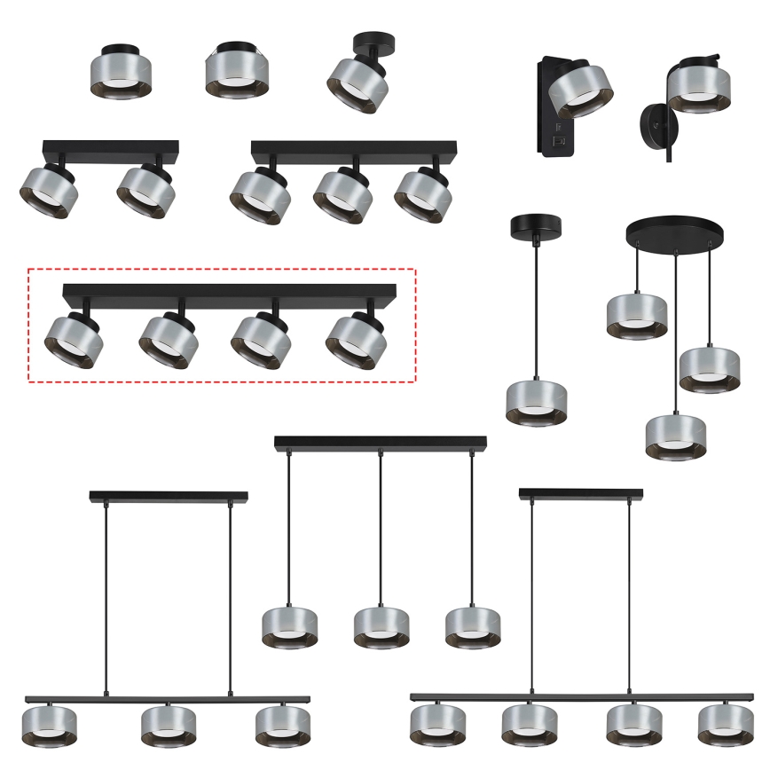Brilagi - LED RGB+CCT Ρυθμιζόμενο σημειακό φωτιστικό AURA LUX 4xGX53/14W/230V 2700-6500K Wi-Fi Tuya μαύρο/καπνιστό