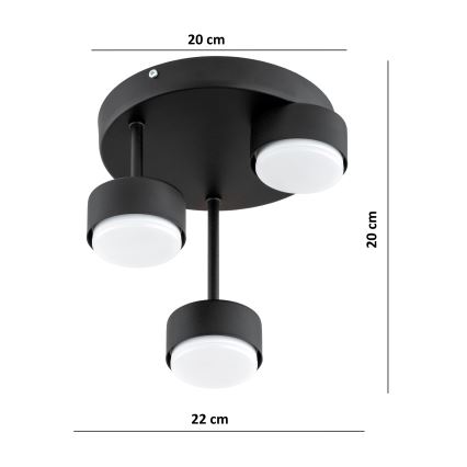 Brilagi - LED RGB+CCT Ρυθμιζόμενο επιφανειακό φωτιστικό οροφής MONO 3xGX53/14W/230V 2700-6500K Wi-Fi Tuya μαύρο