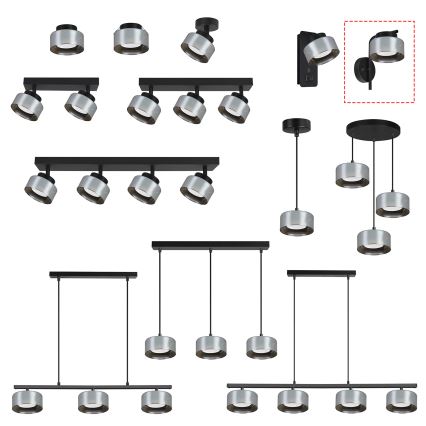 Brilagi - LED RGB+CCT Ρυθμιζόμενο φωτιστικό τοίχου AURA LUX 1xGX53/14W/230V 2700-6500K Wi-Fi Tuya μαύρο/καπνιστό