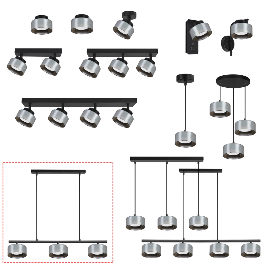 Brilagi - LED RGB+CCT Ρυθμιζόμενο κρεμαστό φωτιστικό σε ανάρτηση καλωδίου AURA LUX 3xGX53/14W/230V 2700-6500K Wi-Fi Tuya μαύρο/καπνιστό