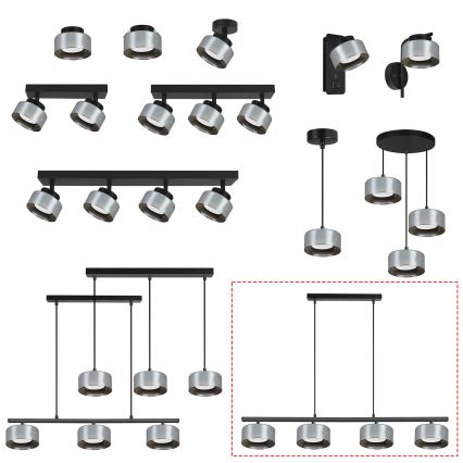 Brilagi - LED RGB+CCT Ρυθμιζόμενος πολυέλαιος με ανάρτηση σε καλώδιο AURA LUX 4xGX53/14W/230V 2700-6500K Wi-Fi Tuya μαύρο/καπνιστό