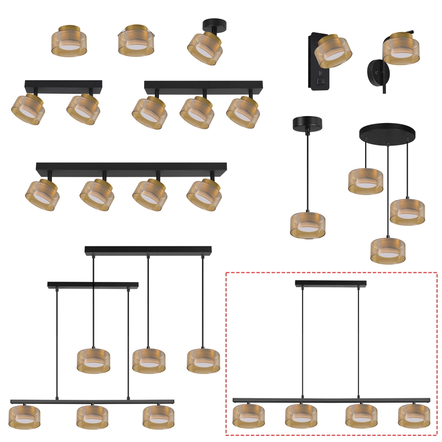 Brilagi - AURA LUX ρυθμιζόμενο κρεμαστό φωτιστικό LED RGB+CCT 4xGX53/14W/230V 2700-6500K Wi-Fi Tuya μαύρο/χρυσό
