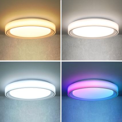 Brilagi - LED RGB dimmable φωτιστικό οροφής FLOCO LED/30W/230V 3000-6500K Wi-Fi Tuya + LED/6W + τηλεχειριστήριο