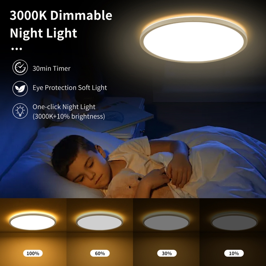 Brilagi - LED RGBW Dimmable φωτιστικό οροφής ULTRA SLIM LED/18W/230V 2700-6500K διάμετρος 30 cm λευκό + τηλεχειριστήριο