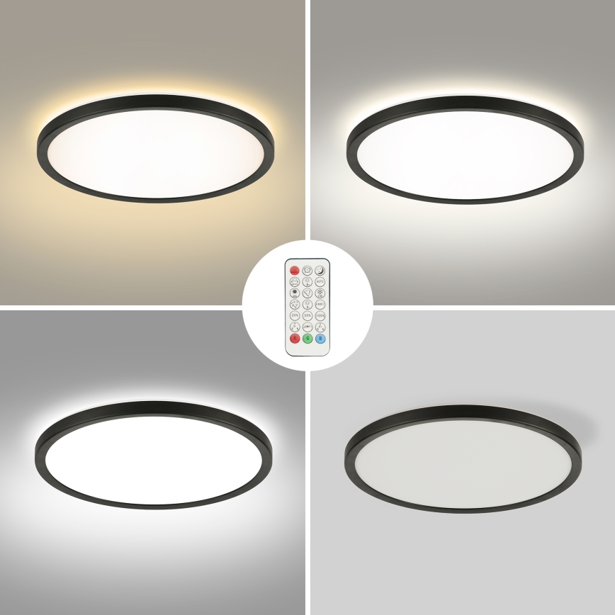 Brilagi - LED RGBW Dimmable φωτιστικό οροφής ULTRA SLIM LED/18W/230V 2700-6500K διάμετρος 30 cm μαύρο + τηλεχειριστήριο
