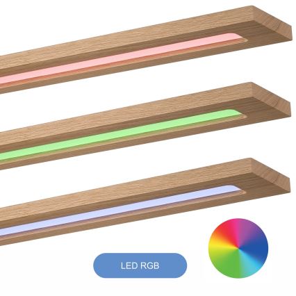Brilagi - LED RGBW Πάνελ dimming WOODY FRAME LED/34W/230V 11,5x123 cm 2700-6500K δρυς + τηλεχειριστήριο