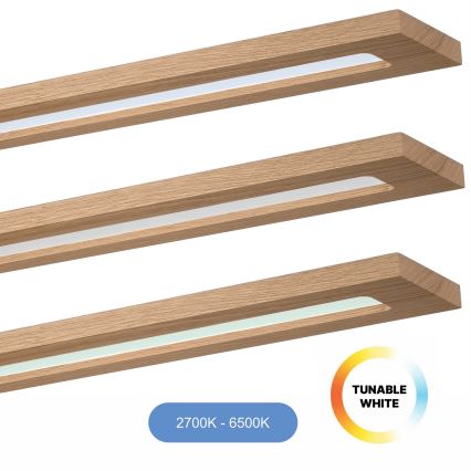 Brilagi - LED RGBW Πάνελ dimming WOODY FRAME LED/34W/230V 11,5x123 cm 2700-6500K δρυς + τηλεχειριστήριο