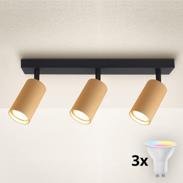 Brilagi - LED RGBW ρυθμιζόμενο φωτιστικό σποτ SELE MODERN 3xGU10/6W/230V 3000K Wi-Fi χρυσό