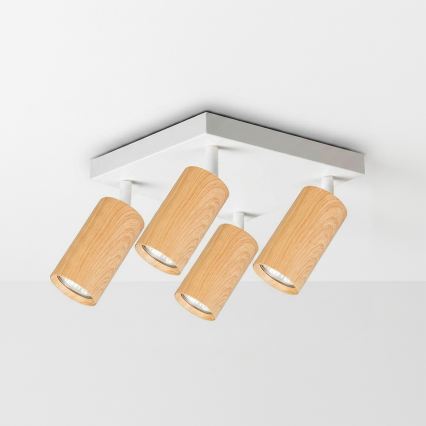 Brilagi - Ρυθμιζόμενο LED RGBW σποτ SELE SQUARE 4xGU10/6,5W/230V 2700-6500K λευκό/ντεκόρ δρυός