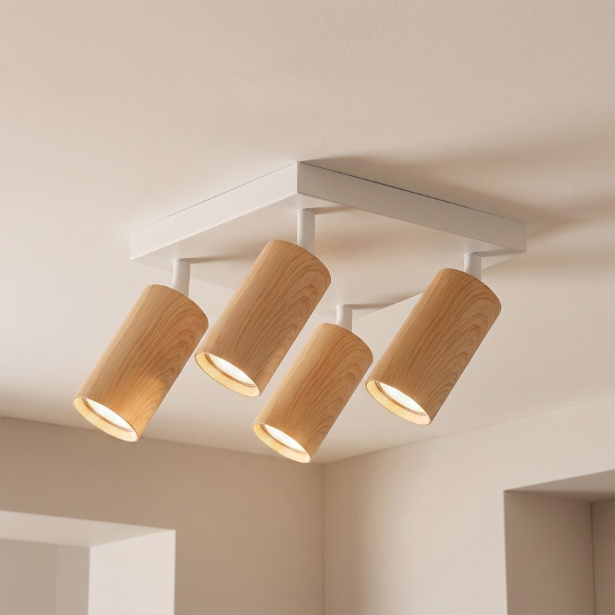 Brilagi - Ρυθμιζόμενο LED RGBW σποτ SELE SQUARE 4xGU10/6,5W/230V 2700-6500K λευκό/ντεκόρ δρυός