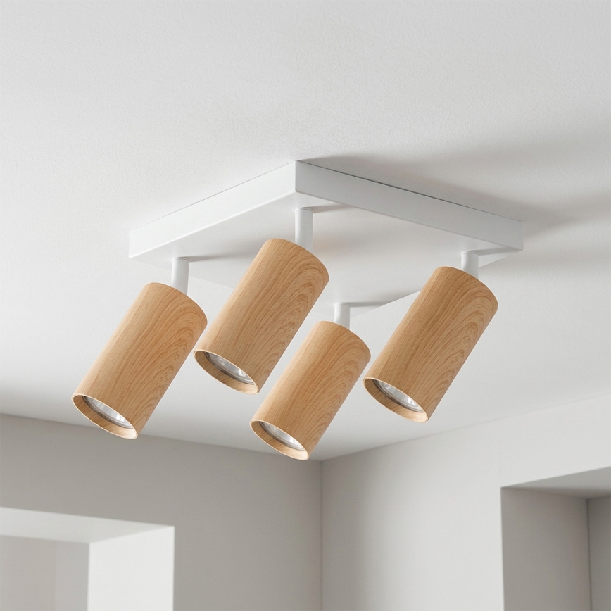 Brilagi - Ρυθμιζόμενο LED RGBW σποτ SELE SQUARE 4xGU10/6,5W/230V 2700-6500K λευκό/ντεκόρ δρυός