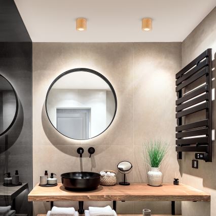 Brilagi - LED RGBW ρυθμιζόμενο φωτιστικό μπάνιου MIA 1xGU10/30W/230V 2700-6500K Wi-Fi 84x80 mm ντεκόρ δρυός IP44