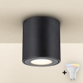 BRILAGI - LED RGBW ρυθμιζόμενο φωτιστικό μπάνιου MIA 1xGU10/4,8W/230V 3000K 84x80 mm μαύρο IP54 + τηλεχειριστήριο