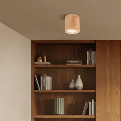 Brilagi - Ρυθμιζόμενο LED RGBW φωτιστικό μπάνιου MIA 1xGU10/4,8W/230V 3000K 84x80 mm ντεκόρ δρυός IP44 + τηλεχειριστήριο