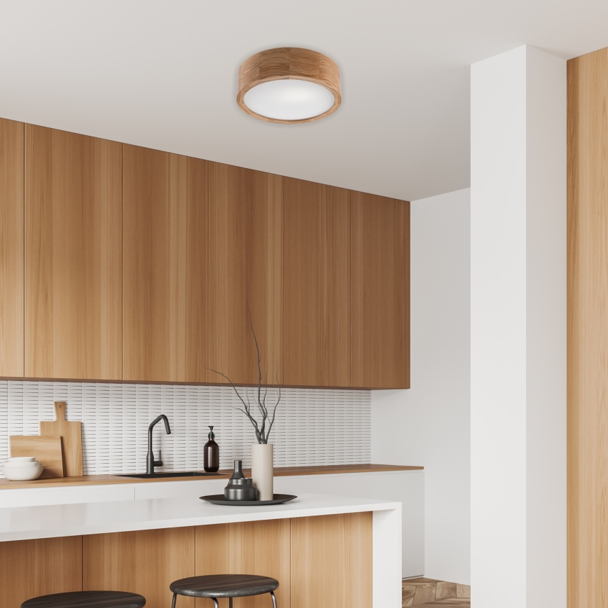 Brilagi - LED RGBW ρυθμιζόμενο φωτιστικό οροφής CARVALHO 1xE27/15W/230V 2700-6500K Wi-Fi δρυς διάμ. 27,5 cm