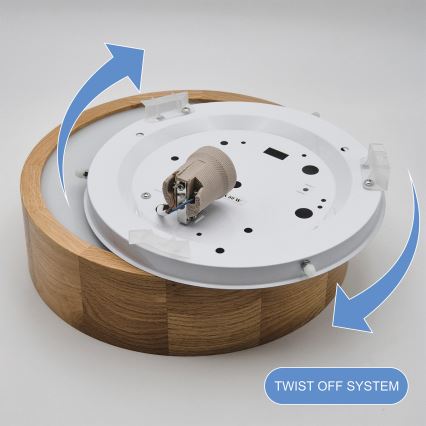 Brilagi - LED RGBW ρυθμιζόμενο φωτιστικό οροφής CARVALHO 1xE27/15W/230V 2700-6500K Wi-Fi δρυς διάμ. 27,5 cm