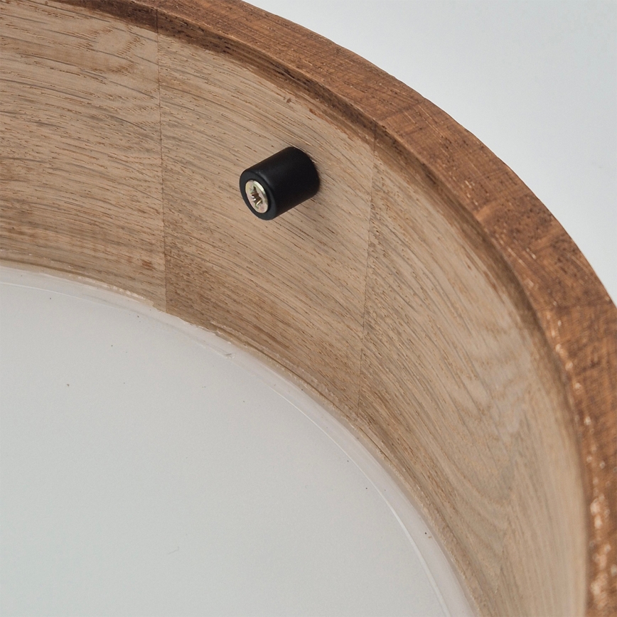 Brilagi - LED RGBW ρυθμιζόμενο φωτιστικό οροφής CARVALHO 1xE27/15W/230V 2700-6500K Wi-Fi σε απόχρωση δρυός, διάμ. 27,5 εκ.