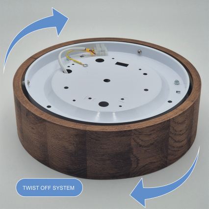 Brilagi - LED RGBW ρυθμιζόμενο φωτιστικό οροφής CARVALHO 1xE27/15W/230V 2700-6500K Wi-Fi σε απόχρωση δρυός, διάμ. 27,5 εκ.