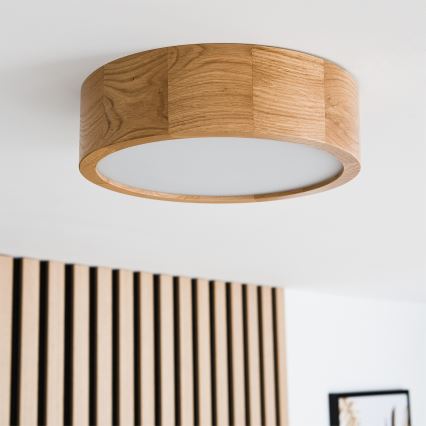 Brilagi - LED RGBW ρυθμιζόμενο φωτιστικό οροφής CARVALHO 1xE27/9W/230V 2700-6500K Wi-Fi δρυς διάμ. 27,5 cm