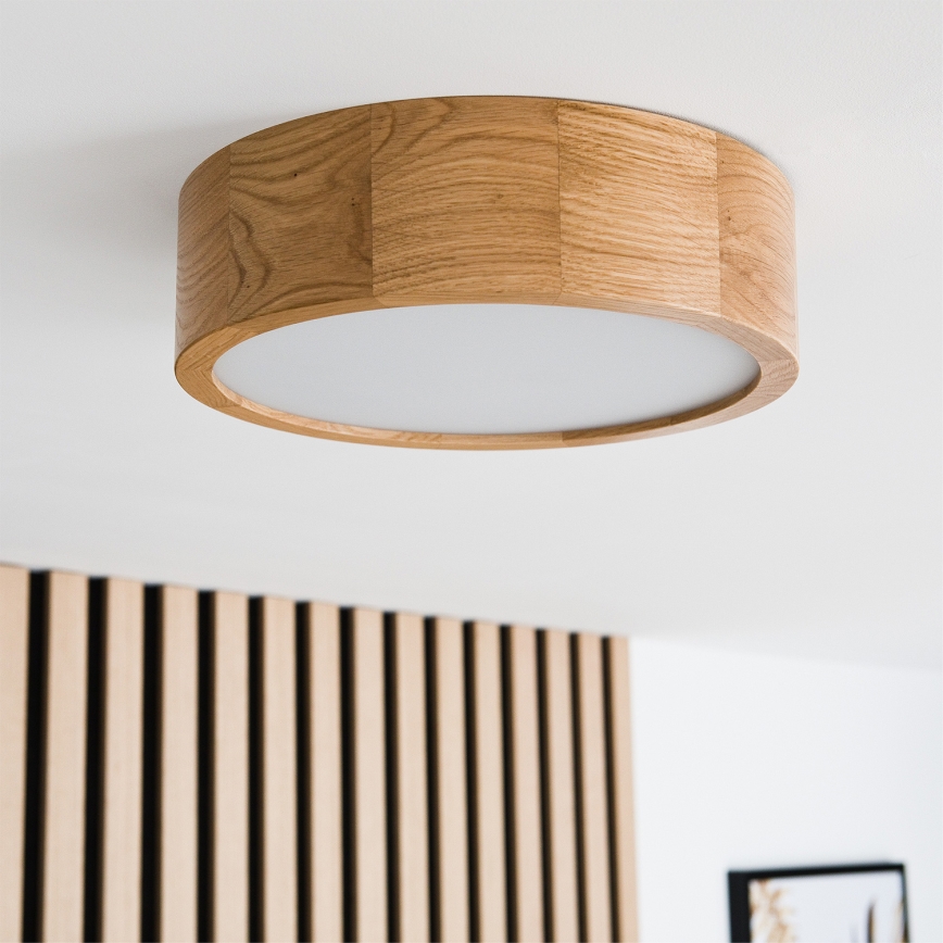 Brilagi - LED RGBW ρυθμιζόμενο φωτιστικό οροφής CARVALHO 1xE27/9W/230V 2700-6500K Wi-Fi δρυς διάμ. 27,5 cm