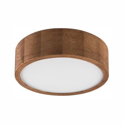 Brilagi - LED RGBW ρυθμιζόμενο φωτιστικό οροφής CARVALHO 1xE27/9W/230V 2700-6500K Wi-Fi σε απόχρωση δρυός, διάμ. 27,5 εκ.