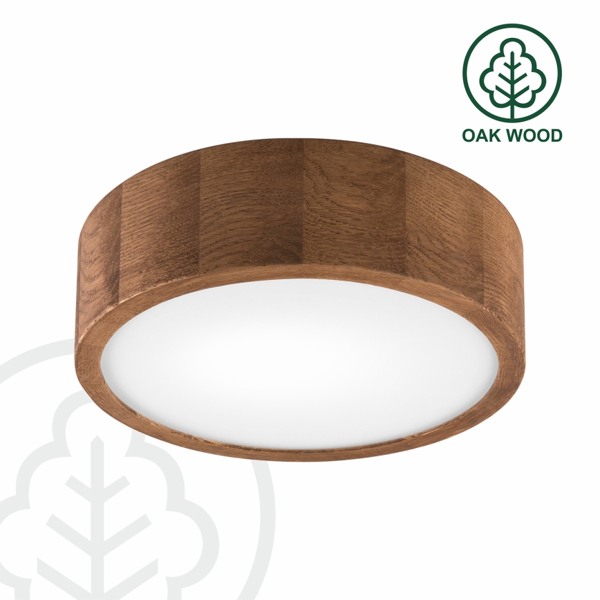 Brilagi - LED RGBW ρυθμιζόμενο φωτιστικό οροφής CARVALHO 1xE27/9W/230V 2700-6500K Wi-Fi σε απόχρωση δρυός, διάμ. 27,5 εκ.