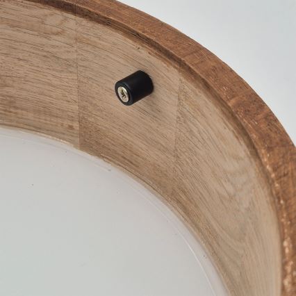 Brilagi - LED RGBW ρυθμιζόμενο φωτιστικό οροφής CARVALHO 1xE27/9W/230V 2700-6500K Wi-Fi σε απόχρωση δρυός, διάμ. 27,5 εκ.