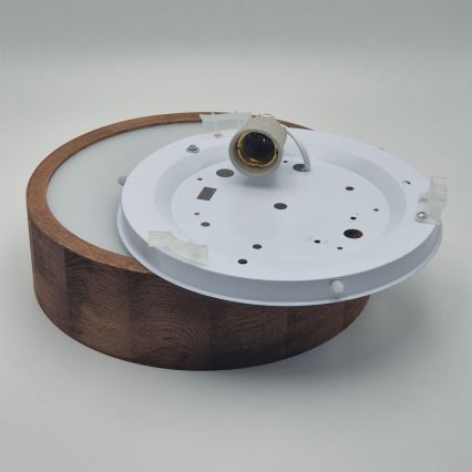 Brilagi - LED RGBW ρυθμιζόμενο φωτιστικό οροφής CARVALHO 1xE27/9W/230V 2700-6500K Wi-Fi σε απόχρωση δρυός, διάμ. 27,5 εκ.