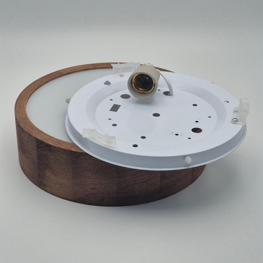 Brilagi - LED RGBW ρυθμιζόμενο φωτιστικό οροφής CARVALHO 1xE27/9W/230V 2700-6500K Wi-Fi σε απόχρωση δρυός, διάμ. 27,5 εκ.
