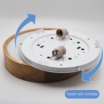 Brilagi - CARVALHO LED RGBW ρυθμιζόμενο φωτιστικό οροφής 2xE27/15W/230V 2700-6500K Wi-Fi σε απόχρωση δρυός, διάμ. 37,5 cm