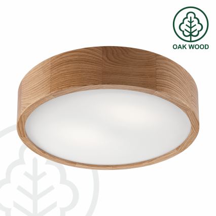 Brilagi - CARVALHO LED RGBW ρυθμιζόμενο φωτιστικό οροφής 2xE27/15W/230V 2700-6500K Wi-Fi σε απόχρωση δρυός, διάμ. 37,5 cm