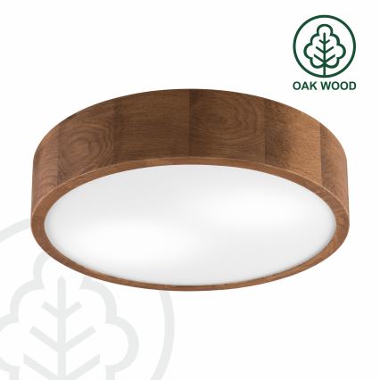 Brilagi - LED RGBW Ρυθμιζόμενο φωτιστικό οροφής CARVALHO 2xE27/15W/230V 2700-6500K Wi-Fi σε απόχρωση δρυός Ø 37,5 cm