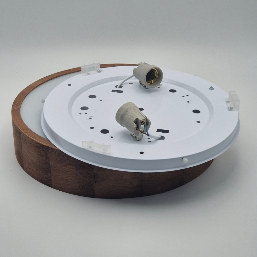 Brilagi - LED RGBW Ρυθμιζόμενο φωτιστικό οροφής CARVALHO 2xE27/15W/230V 2700-6500K Wi-Fi σε απόχρωση δρυός Ø 37,5 cm