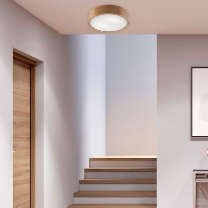 Brilagi - CARVALHO LED RGBW ρυθμιζόμενο φωτιστικό οροφής 2xE27/9W/230V 2700-6500K Wi-Fi σε απόχρωση δρυός, διάμ. 37,5 cm