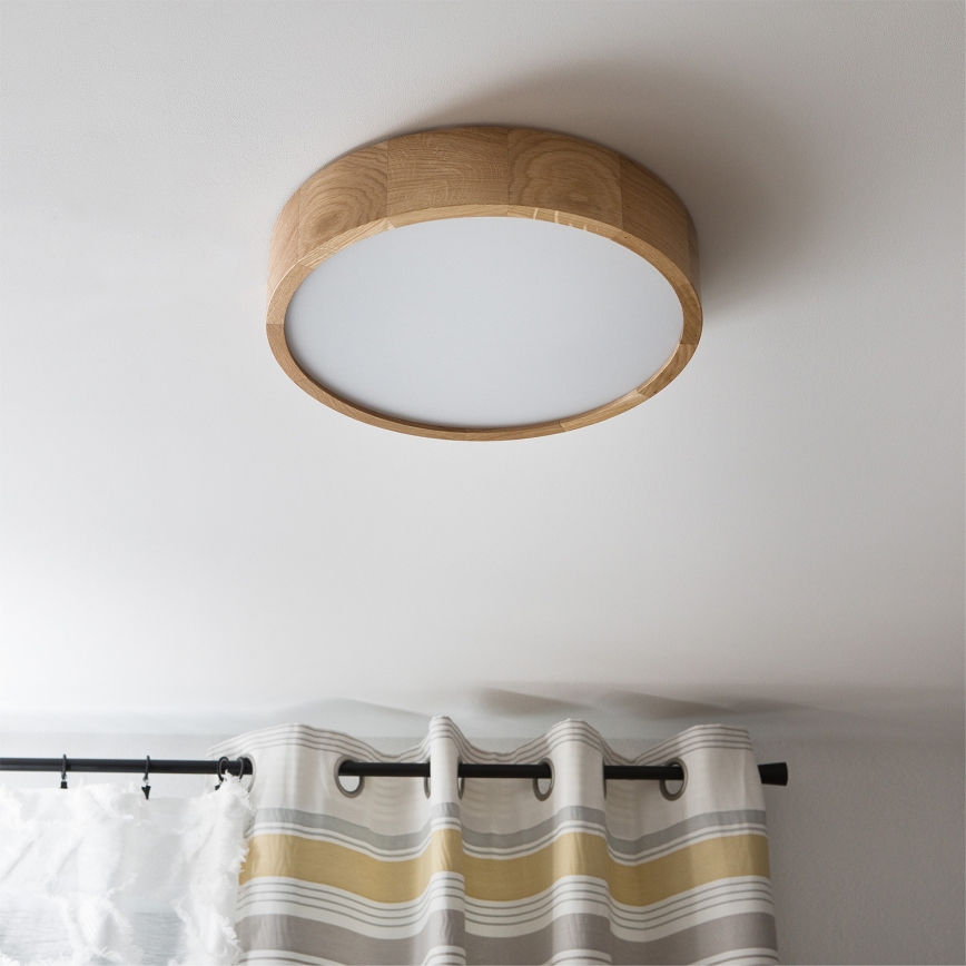 Brilagi - CARVALHO LED RGBW ρυθμιζόμενο φωτιστικό οροφής 2xE27/9W/230V 2700-6500K Wi-Fi σε απόχρωση δρυός, διάμ. 37,5 cm