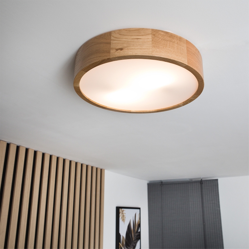 Brilagi - CARVALHO LED RGBW ρυθμιζόμενο φωτιστικό οροφής 2xE27/9W/230V 2700-6500K Wi-Fi σε απόχρωση δρυός, διάμ. 37,5 cm