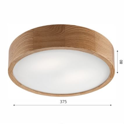 Brilagi - CARVALHO LED RGBW ρυθμιζόμενο φωτιστικό οροφής 2xE27/9W/230V 2700-6500K Wi-Fi σε απόχρωση δρυός, διάμ. 37,5 cm