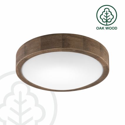 Brilagi - LED RGBW Ρυθμιζόμενο φωτιστικό οροφής CARVALHO SLIM 1xE27/15W/230V 2700-6500K Wi-Fi σε απόχρωση δρυός Ø 27 cm